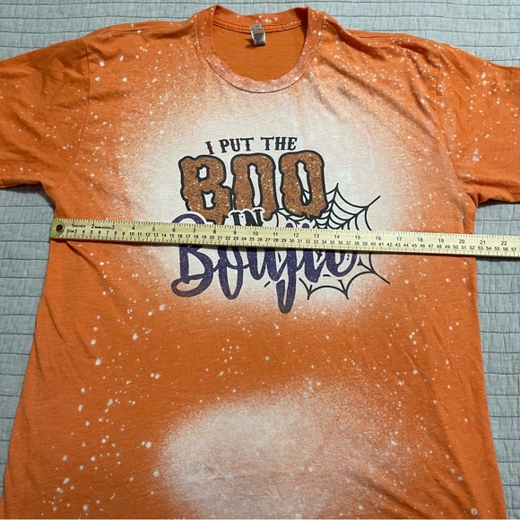 "I put the BOO in Boujie" Orange Bleached Halloween T-shirt Size Large - Picture 5 of 7